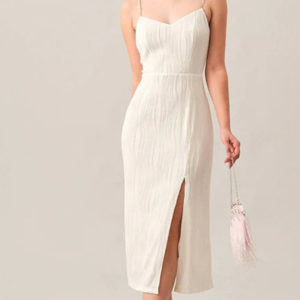 Rihoas The Wave Textured Pearl Strap Midi Dress Size S [NEVER WORN]